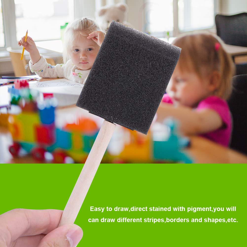 conda 50 Pack 0.5"-2" Different Size Assorted Foam Brush Set Wood Handle Paint Sponges Set- Lightweight, Durable, Paint Brush Set for Acrylics, Stains, Varnishes, Crafts