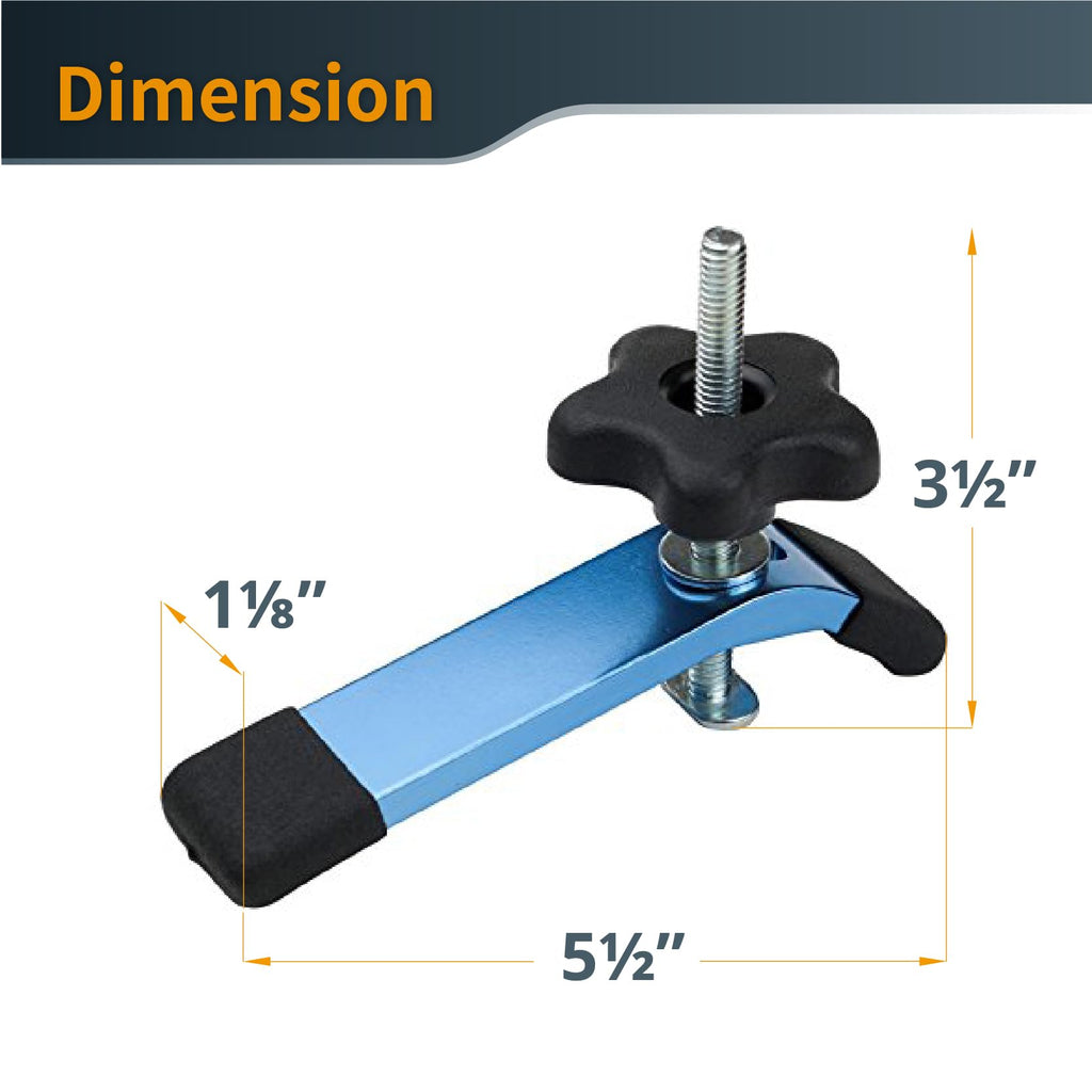 POWERTEC 71168V T-Track Hold Down Clamp, 5-1/2" L x 1-1/8" W, 2 Pack, T Track Clamps for Woodworking