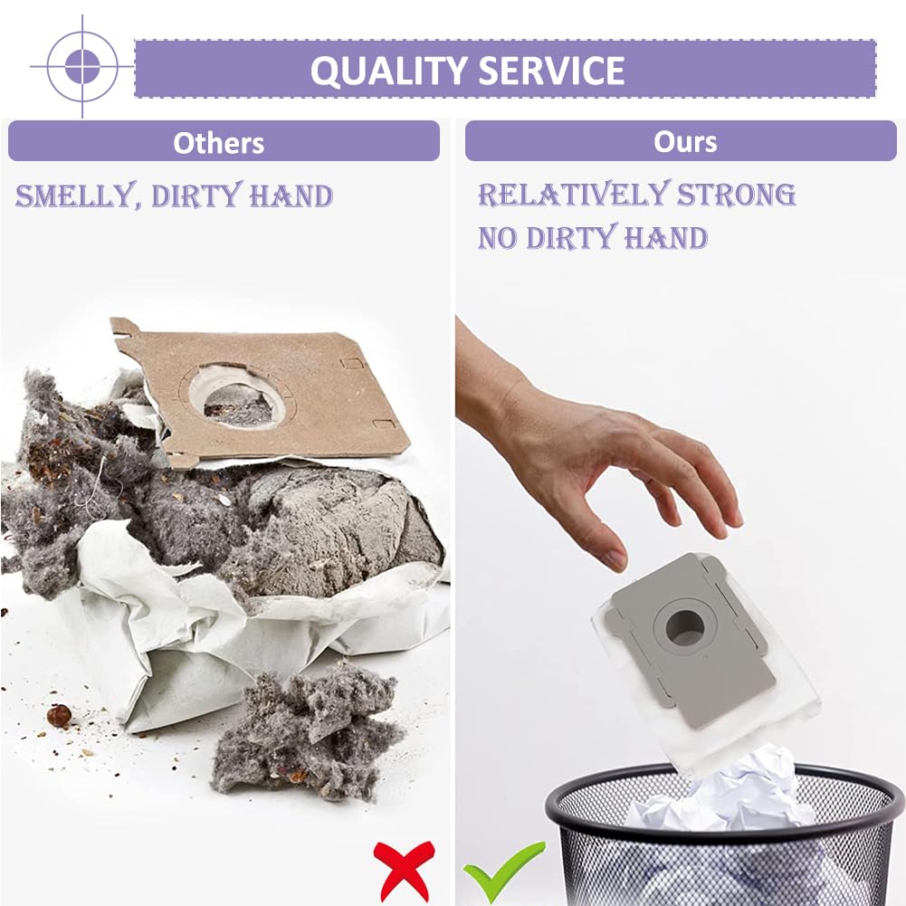 Vacuum Dust Bags and HEPA Filters: Compatible with iRobot Roomba i3 i3+ i4 i4+ i6 i6+ i7 i7+ i8 i8+ Vacuum Cleaner - 8+2pack