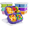 6 Pack Bento Snack Containers Set，Reusable 4 Compartment Divided Food Storage Containers with Lids Stackable for School, Work, and Travel