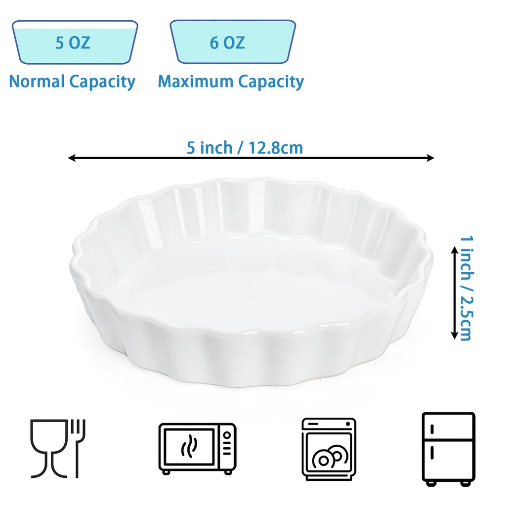Foraineam Set of 8 Pieces Porcelain Ramekins, 5 Ounce Creme Brulee Ramekin Dishes Round Baking Ramekins Set