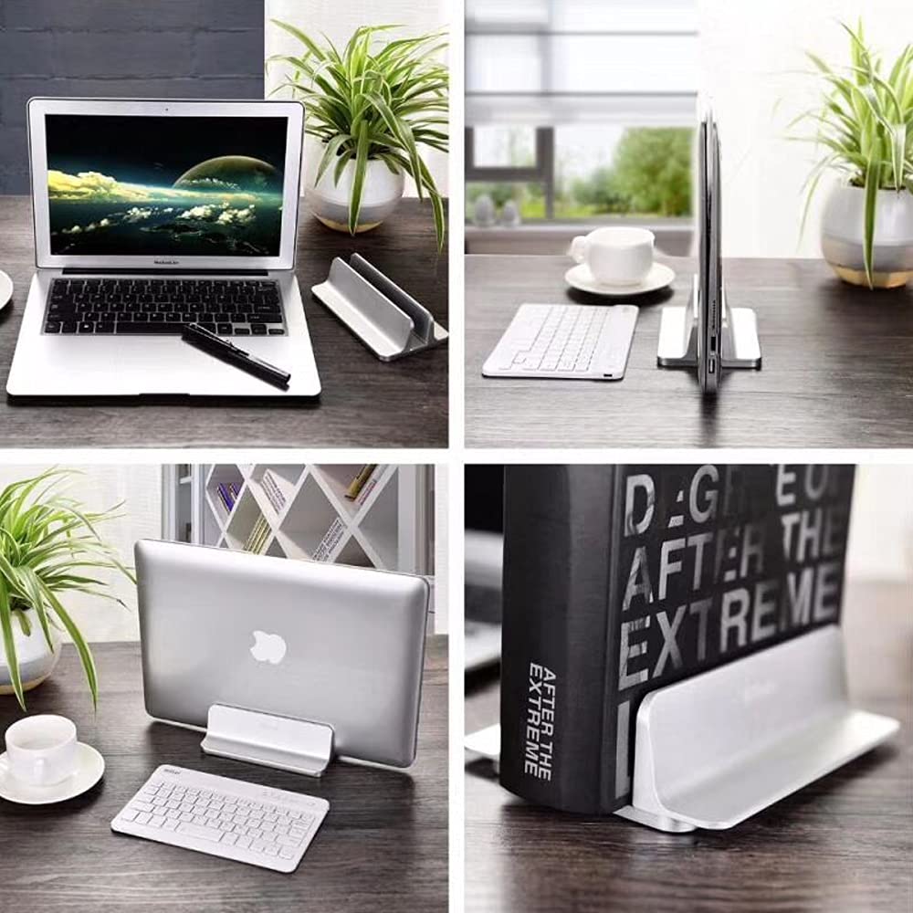 Vertical Laptop Stand Holder Desktop Aluminum Notebook Stand with Adjustable Dock Size,Fits All MacBook Pro/Surface/Chromebook/Gaming/Dell Laptops (Up to 17.3 inches) Gray