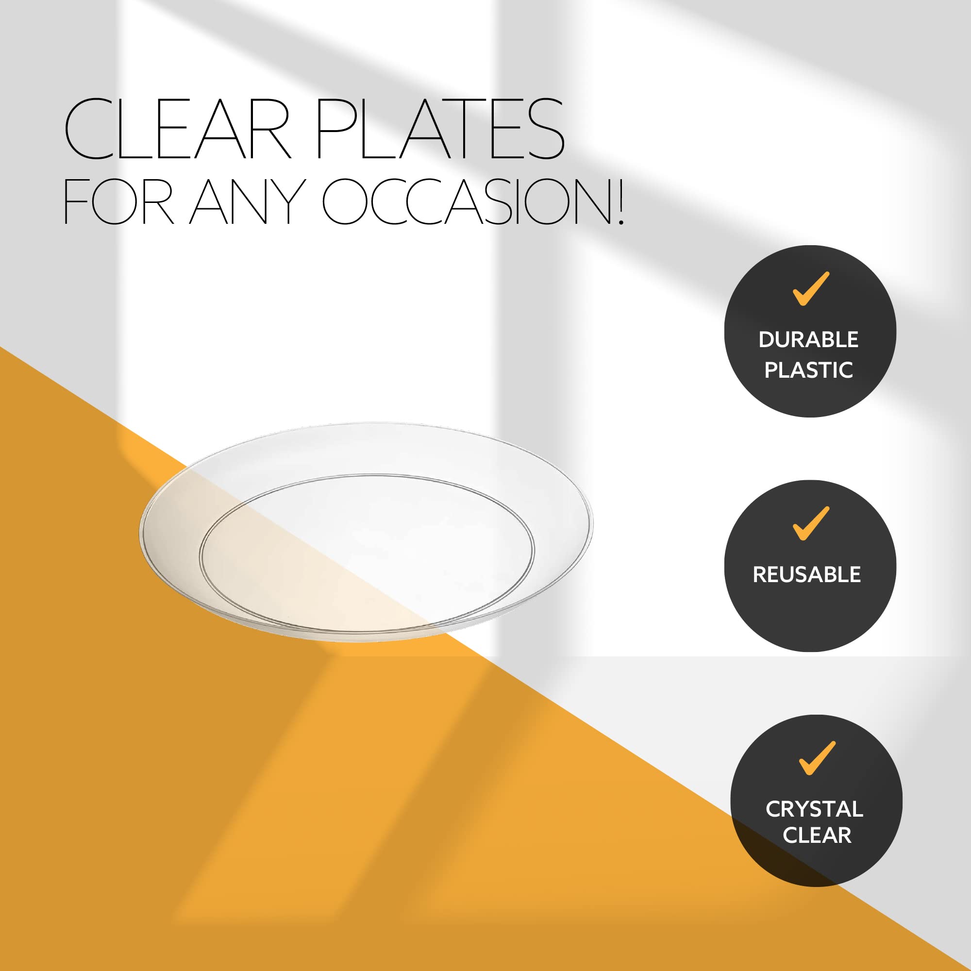 [7'' 40 Pack] 7'' inch Premium Heavy Weight Crystal Clear Classy Disposable hard Plastic Salad plates