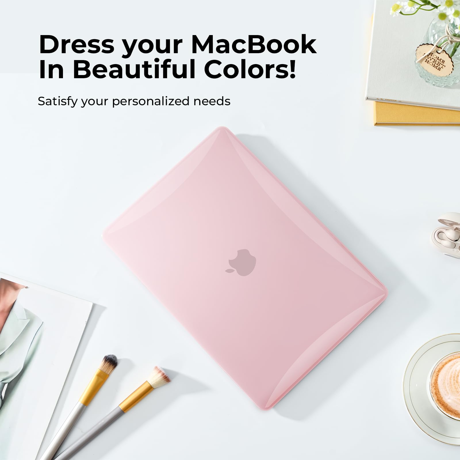 EooCoo Compatible with MacBook Air 13.3 inch Case 2018-2021 Release M1 Chip Model A2337 A2179 A1932 with Retina Display, MacBook Air 13 Case + TPU Keyboard Skin+ Screen Protector, Crystal Pink
