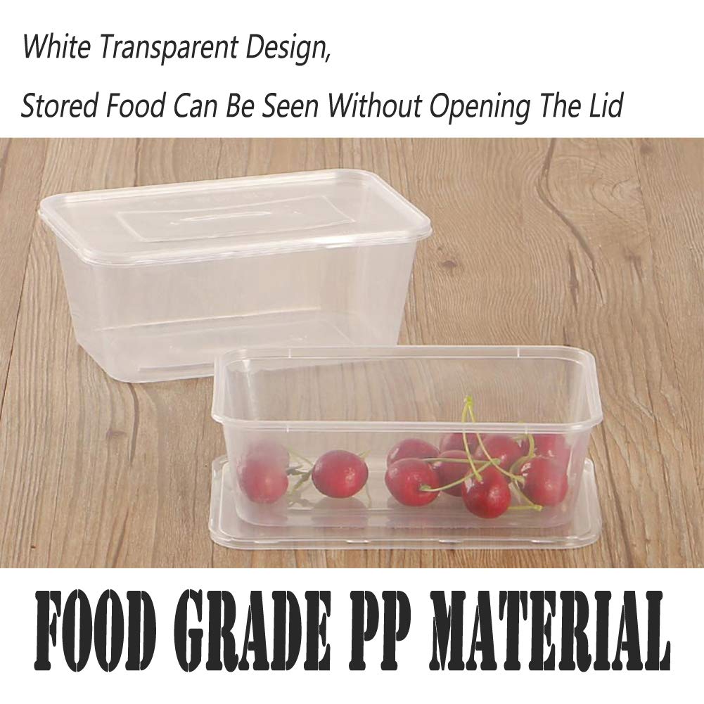 HOMEE Meal Prep Containers, 50 Pack- 26oz Plastic Storage Food Containers with Lids, Bento Box Reuse, Refrigerator Safe, Microwave, Dishwasher Safe, Gift for Mother's Day (White)
