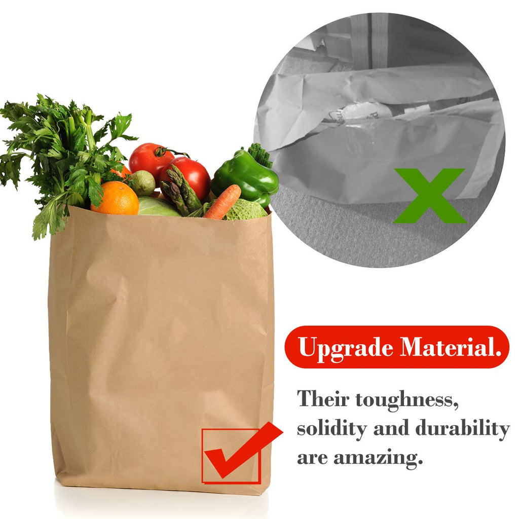 BagDream Grocery Bags 12x7x17 Inches 50Pcs Heavy Duty Kraft Brown Paper Grocery Bags Durable Kraft Paper Bags, Paper Barrel Sack Bags, 100% Recycled Kraft Paper Gift Bags Bulk