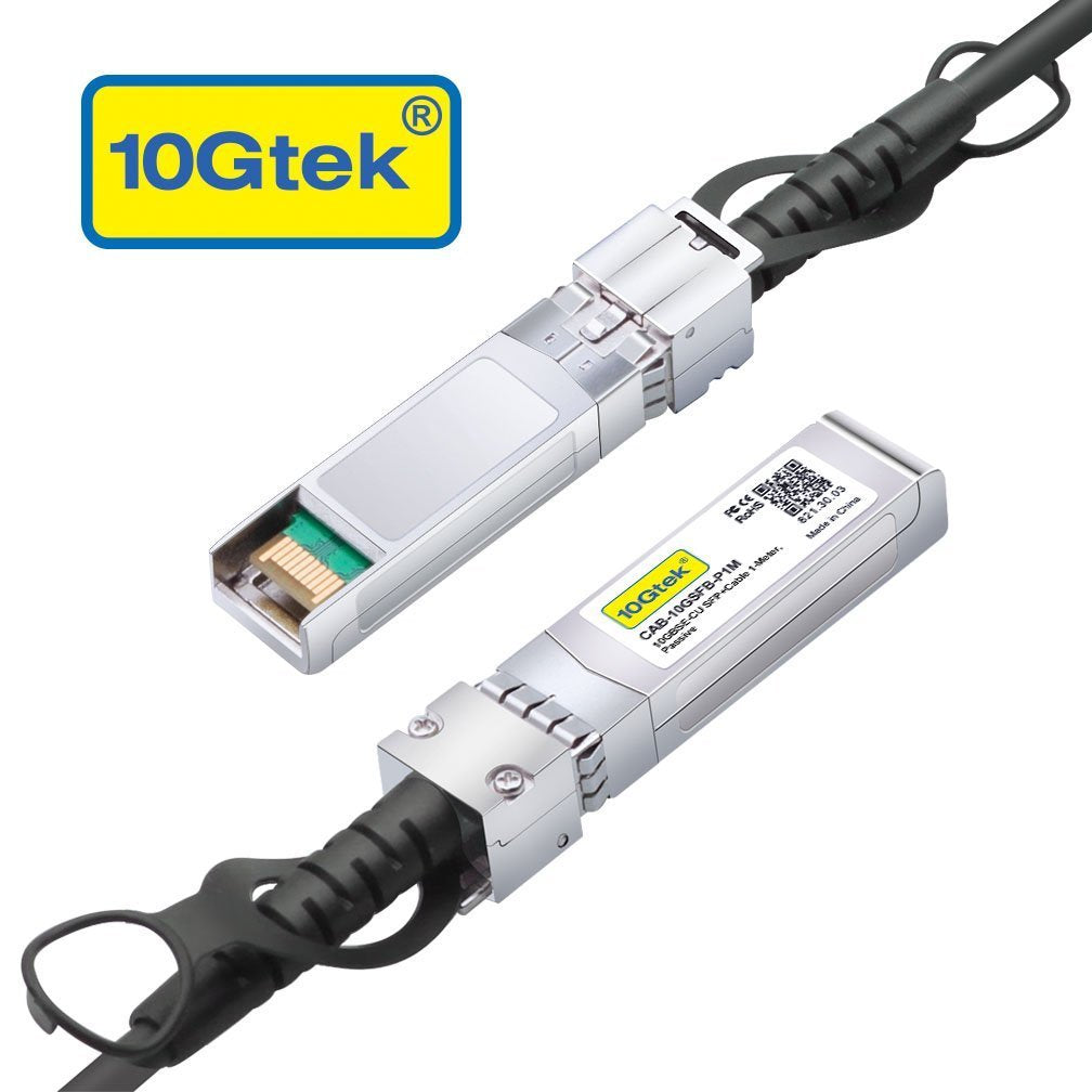 10GTEK SFP+ DAC Twinax Cable, 10G SFP+ to SFP+ Direct Attach Copper Patch Passive Cable for Cisco SFP-H10GB-CU1M, Ubiquiti UniFi UC-DAC-SFP+, Meraki, Mikrotik, Netgear, D-Link and More, 1-Meter(3.3ft)