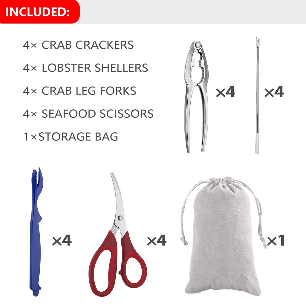 Seafood Tools Lobster Crab Crackers Crab Crackers and Tools Crab Leg Cracker Tool (Seafood Tools-17 Piece)