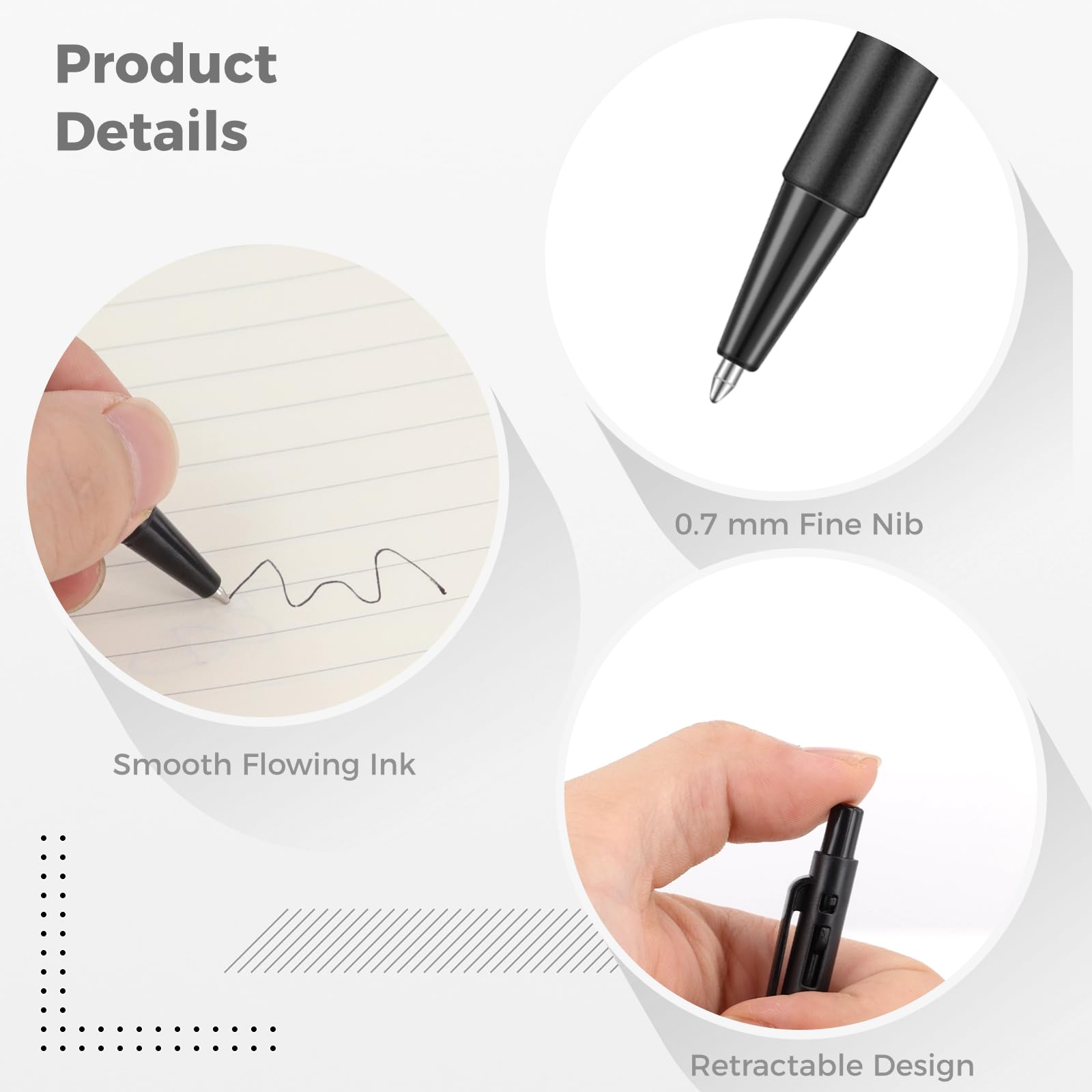 DIMEGON 100 Pcs 4'' Mini Retractable Ballpoint Pens, 0.7 mm Fine Point With Clip, Tiny Ink Black for Pocket Notebook Office
