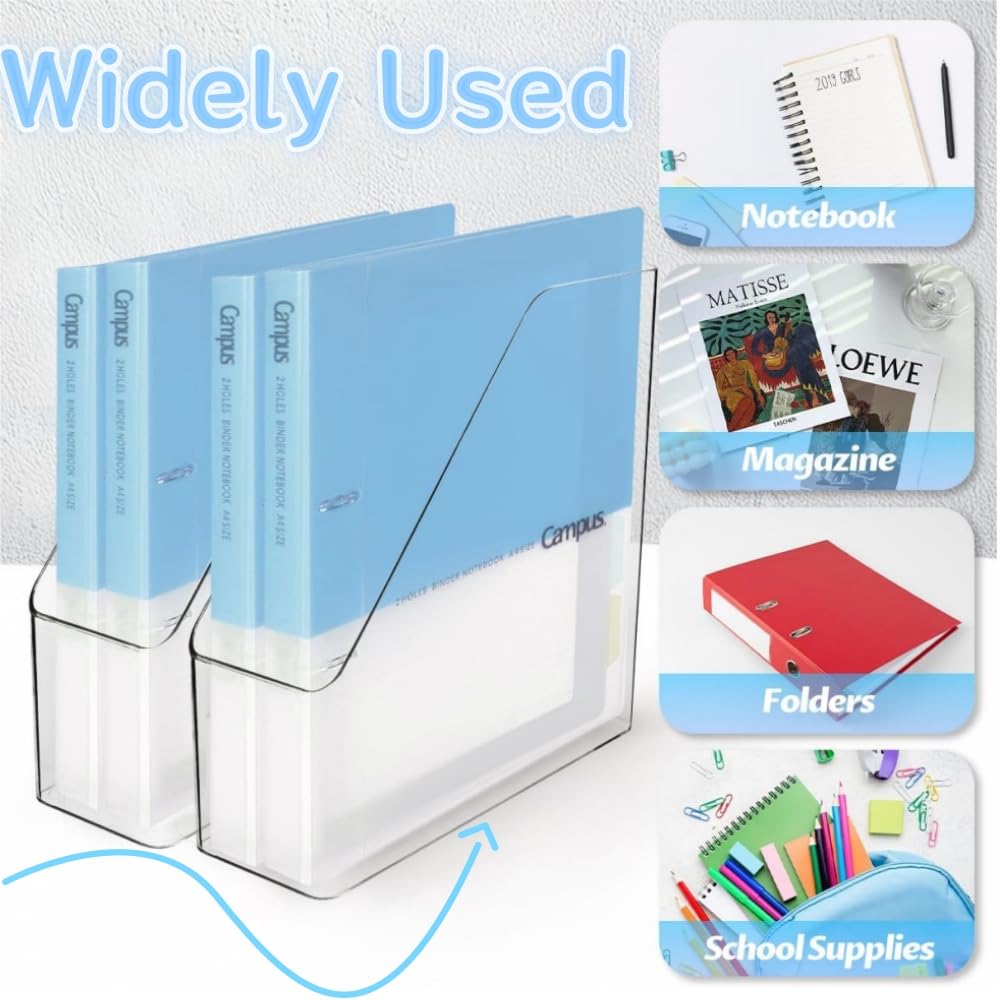 Ljxyloog 2 Pcs Acrylic Magazine File Holder, Desk Document Sorter Organizer for Home Office School Work Desktop Supplies