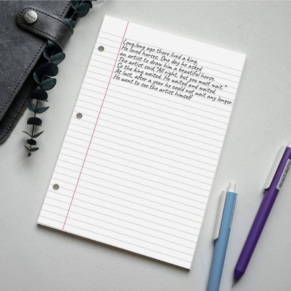 (3-Pack) A5 Filler Paper, 3 Hole Planner Refills, Organizer, Loose-Leaf Binder Paper, Total 300 Sheets/600 Pages, Lined, 100gsm, White, 5.8 x 8.2 Inch