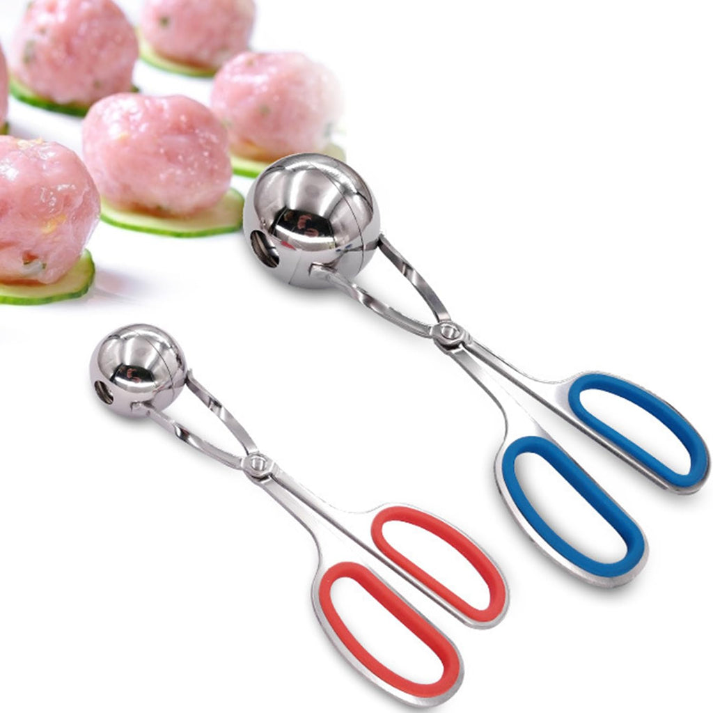 Asphodelia 3PCS Meatball Maker Scoops,None-Stick Meatball Maker with Detachable Anti-Slip Handles,Stainless Steel Meat Baller Tongs, Cake Pop, Ice Tongs, Cookie Dough Scoop for Kitchen