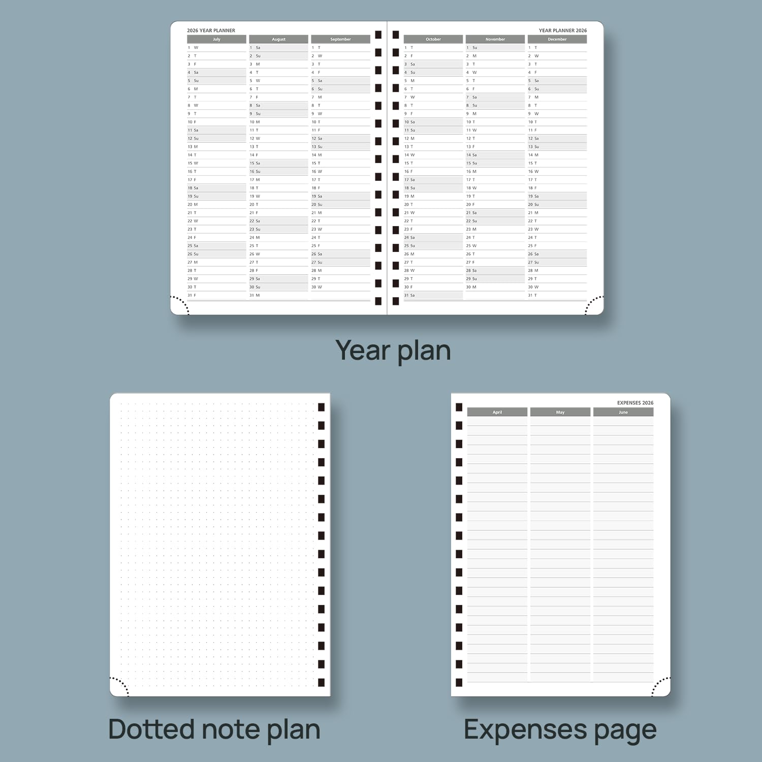 POPRUN 2026 Agenda [Medium-8.5" x 6.25" Wire-Bound Hard Cover] - Daily Weekly and Monthly Planner 2026 with Hourly Schedule, Vertical Weekly Layout, Monthly Tabs - Violet