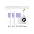 simplehuman Code P 60 Count, Dispenser Pack Custom Fit Liners, Drawstring Trash Bags, 50-60L / 13-16 Gallons, White