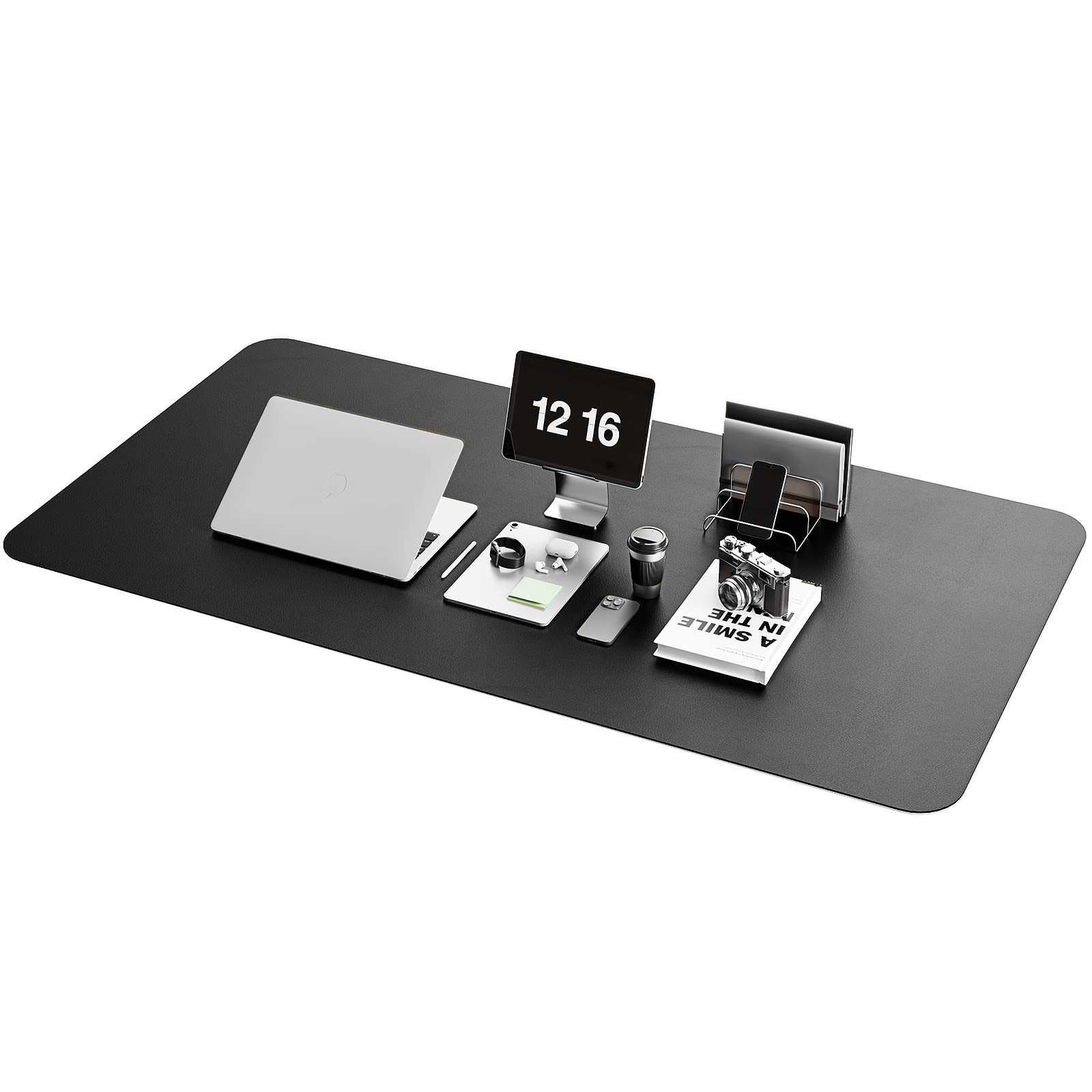 YSAGi Non-Slip Desk Pad,Mouse Pad,Waterproof PVC Leather Desk Table Protector,Ultra Thin Large Desk Blotter, Easy Clean Laptop Desk Writing Mat for Office Work(Black, 47.2" x 23.6")
