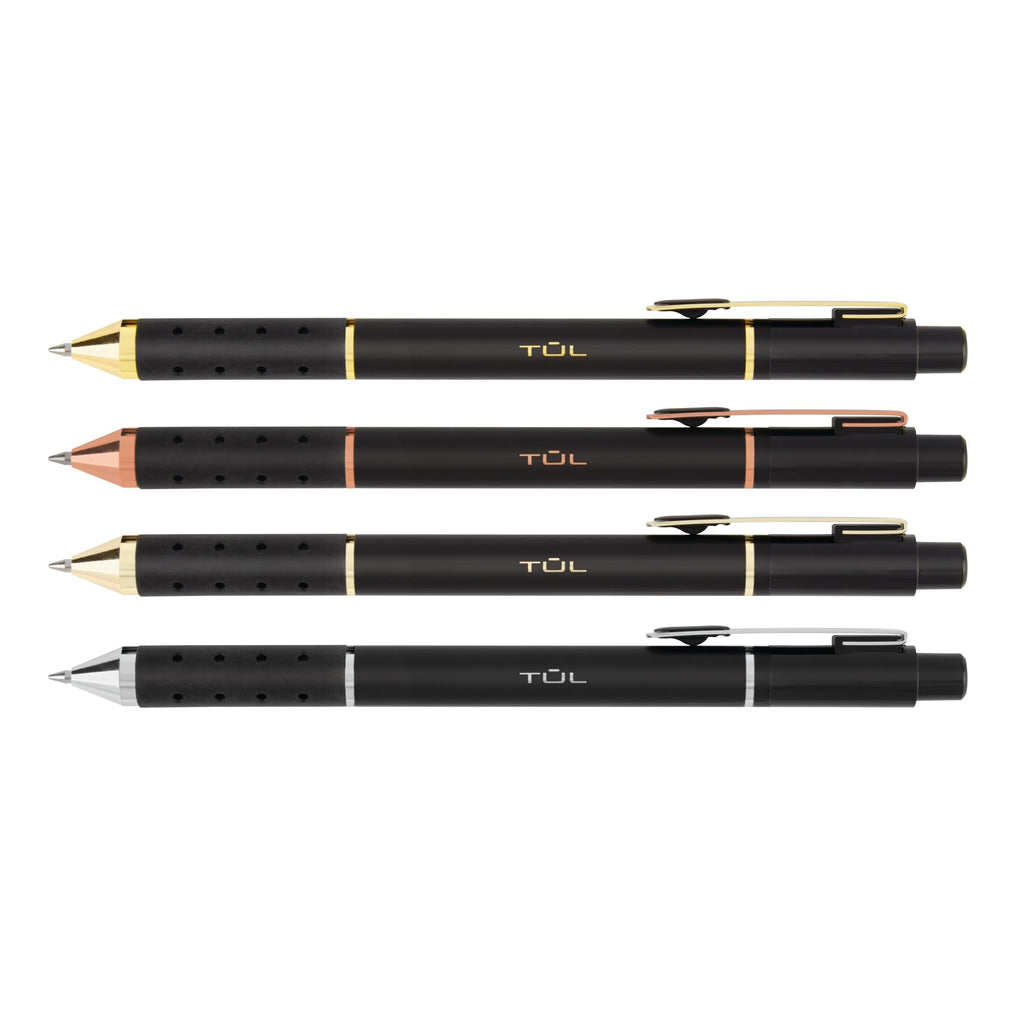 TUL Element Limited Edition Retractable Ball Point Pens, Medium, 0.7 mm, Assorted Barrel Colors, Black Ink, Pack Of 4