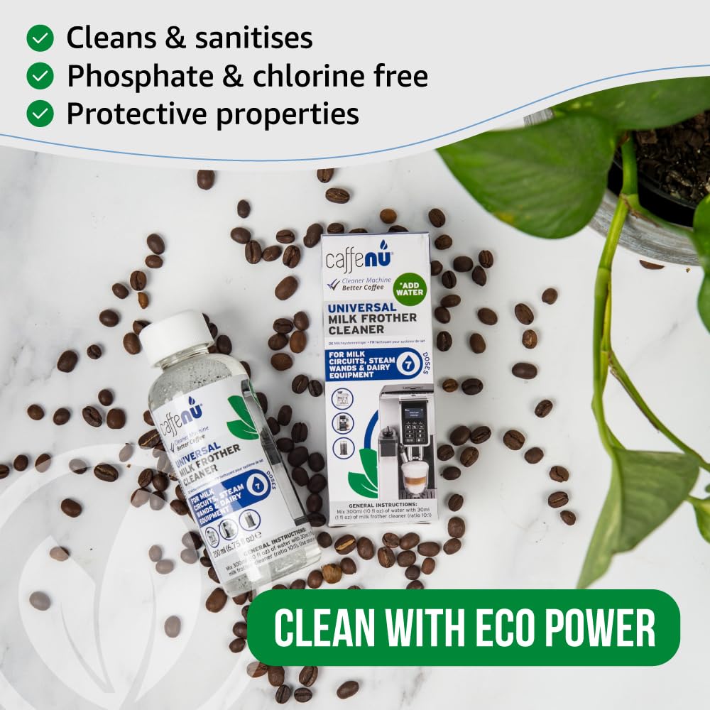 Professional Milk Frother Cleaner - 200 ml Alkaline Formula - Removes Milk Residue & Protein Buildup - for Espresso Machines, Steamers & All Milk Frothing Systems