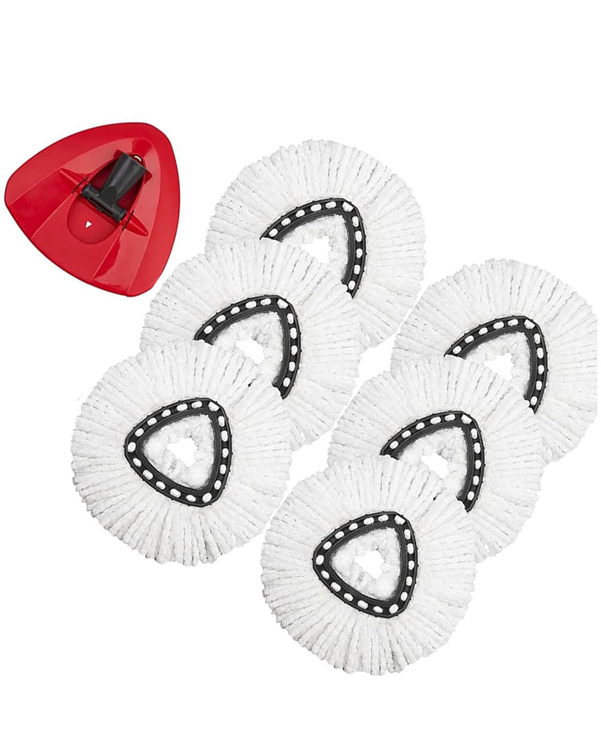6 Pack Spin mop Replacement Heads with 1 Rotating Base,100% Microfiber head Refills, EasyWring Mop Refills Compatible with Vileda Mop Head,Machine Washable ﻿and Easy Cleaning Replace