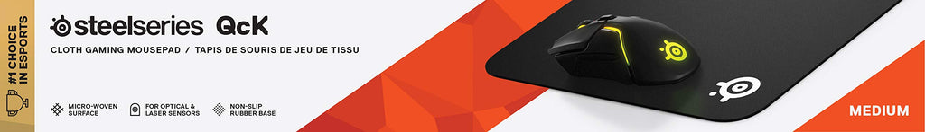 SteelSeries QcK Gaming Surface - Medium Thick Cloth - Mouse Pad of All Time - Peak Tracking and Stability - Black