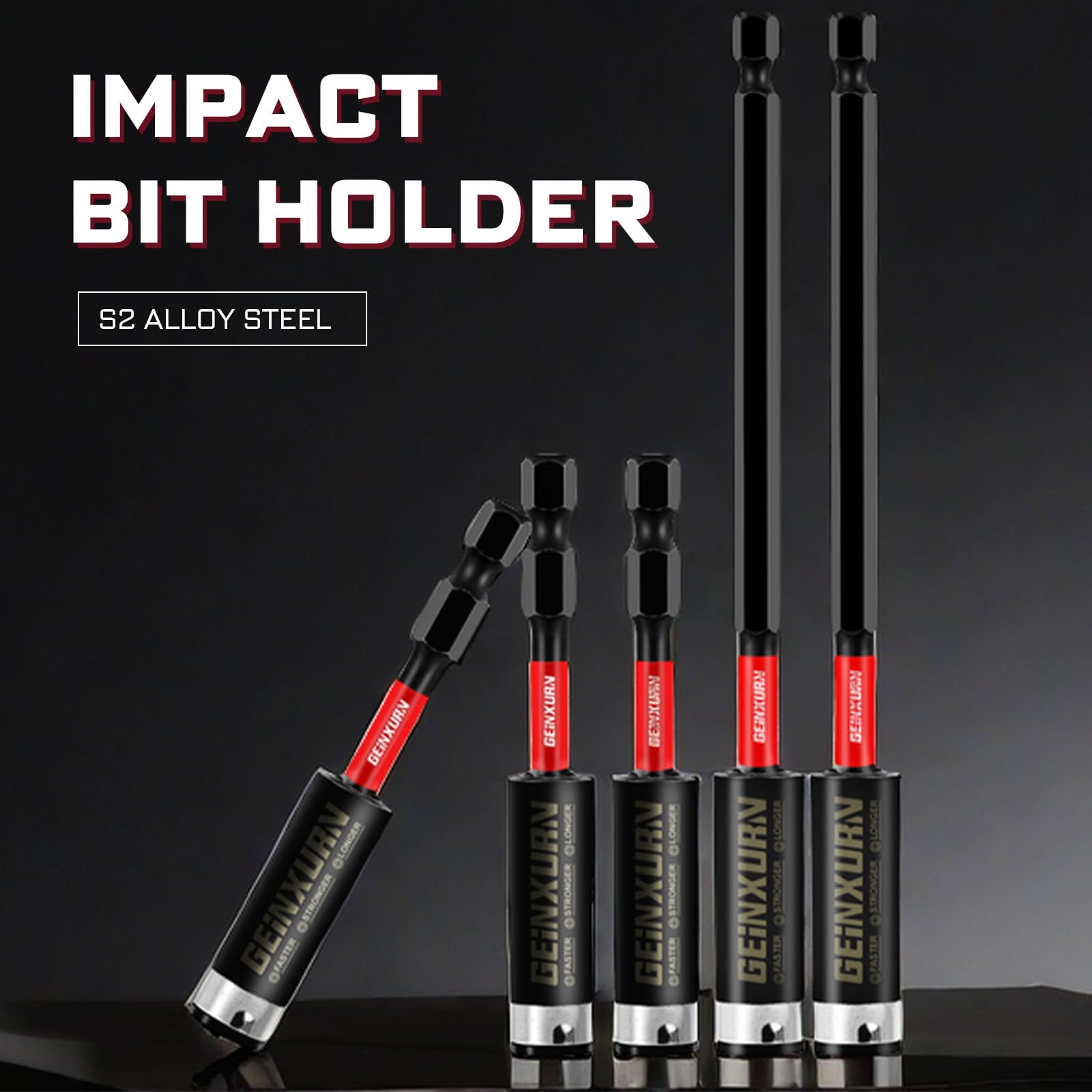 Geinxurn 8 Pieces Impact Magnetic Screwdriver Bit Holders, 3Inches/6inches Extension Socket Drill Bit Holder S2 Alloy Steel Hex Shank Quick-Change Drill Bit Guide