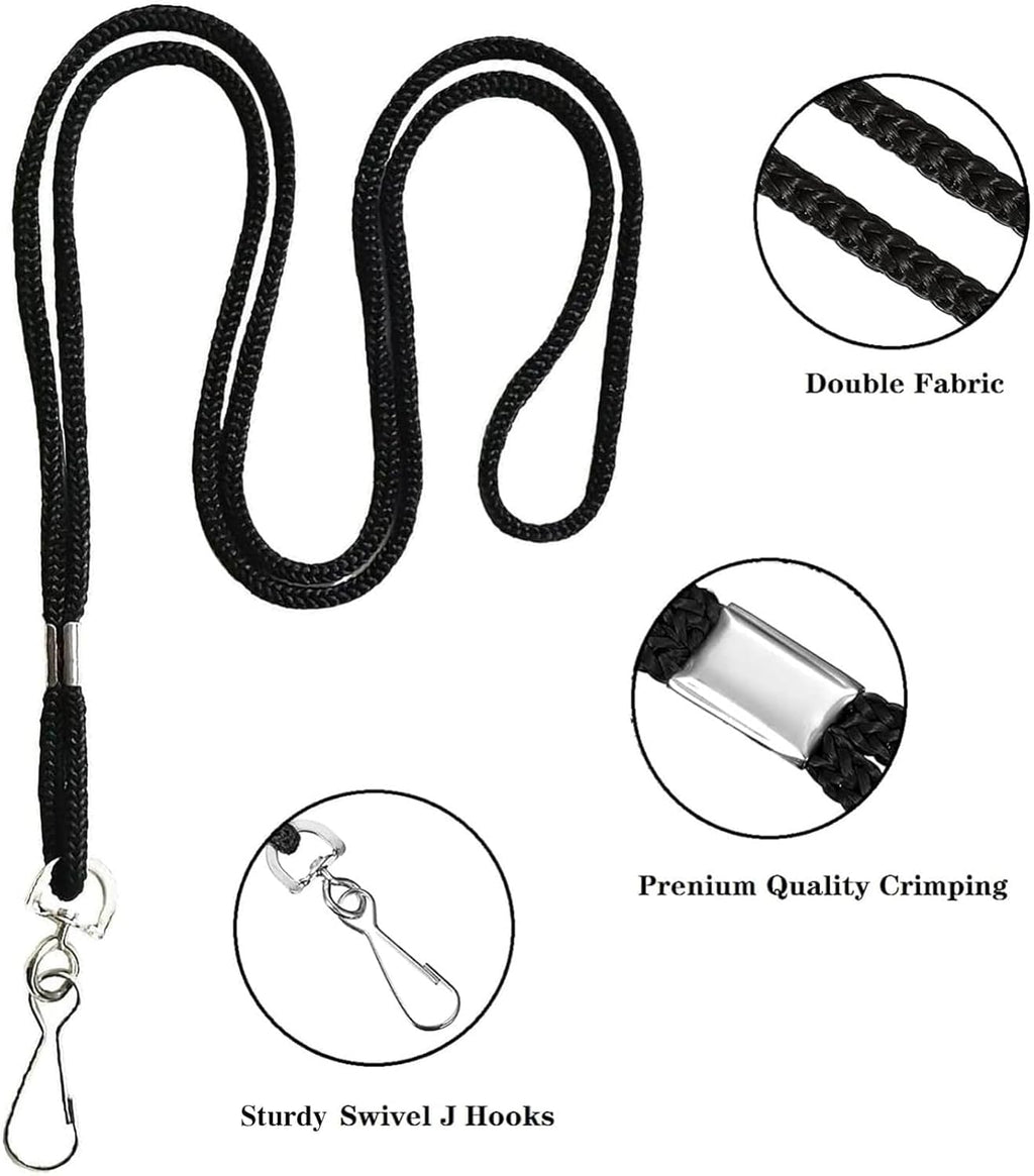 100 Pack Badge Lanyards, for ID Badges, Black Lanyards Badge Holder Card Lanyards with Swivel Hook (Black)
