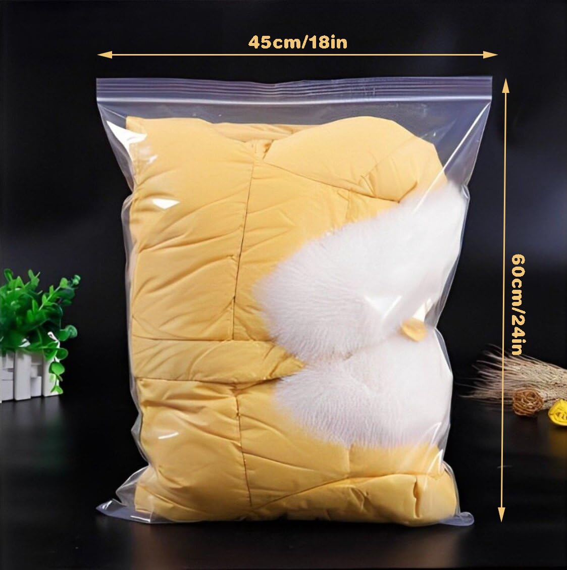 15 Pieces Large 5 Gallon Plastic Zipper Storage Bags 18x24 Inches Clear Reclosable Storage Bag