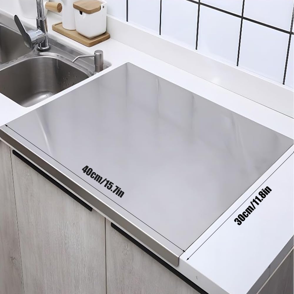 Stainless Steel Cutting Board for Kitchen Counter 304 Stainless Steel Cutting Plate 15.8 X 13.8 Inch Lipped Stainless Steel Cutting Board for Cutting Vegetables, Fruits, Meat,Bread