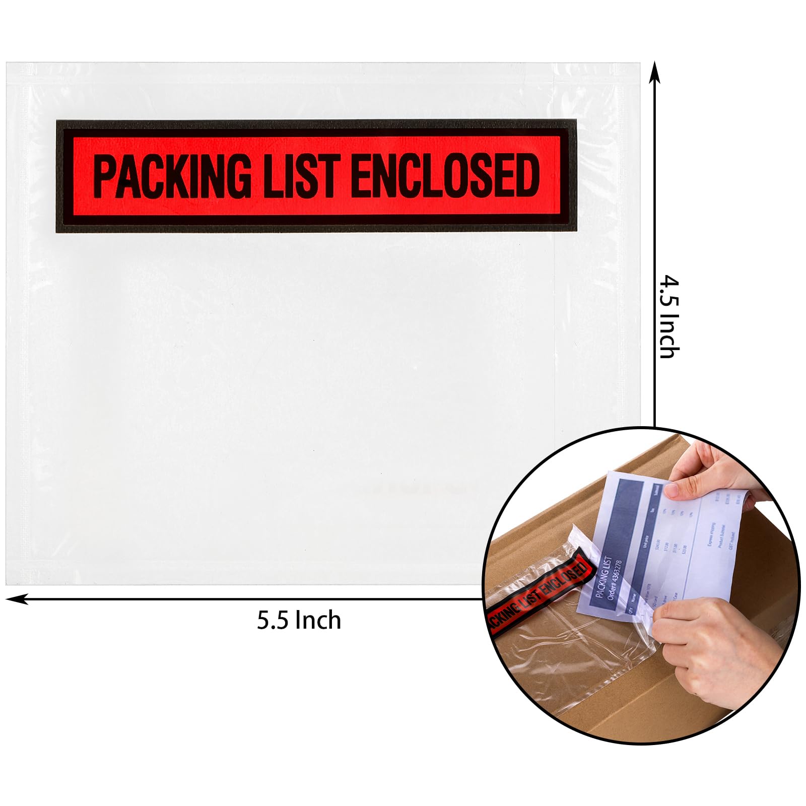 Nicunom 1000 Pcs Packing List Envelopes 4.5" x 5.5", Clear Adhesive Invoice Packing Slip Envelope Pouches Shipping Label Sleeves Top Loading Packing List Enclosed Bags for Mailing