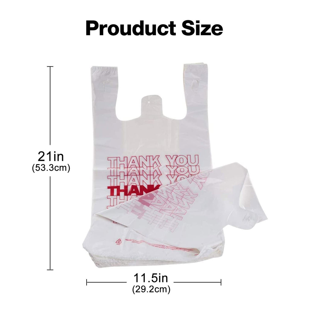 TashiBox 308 Ct plastic bags/Shopping Bags/Thank You Bags/Reusable and Disposable Grocery Bag - Measures 11.5" X 6.25" X 21", 15mic, 0.6 Mil