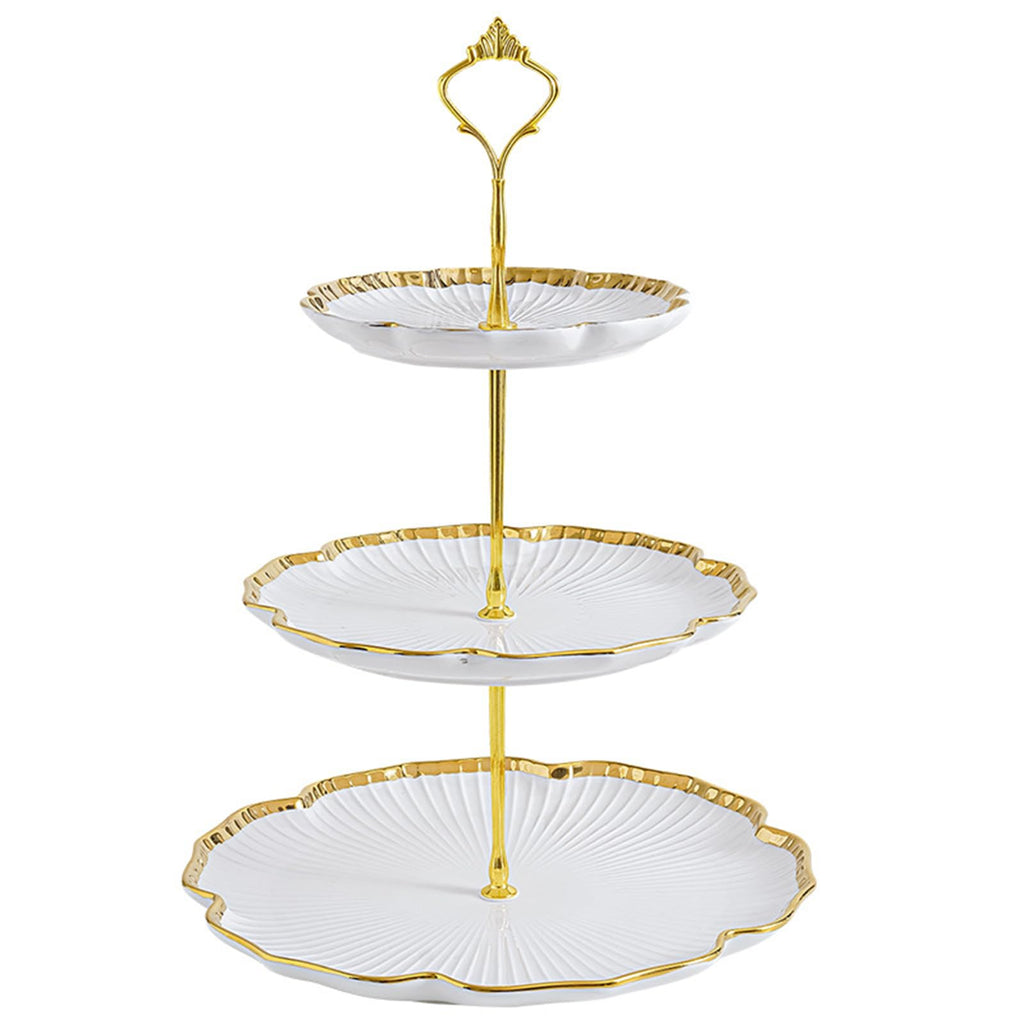 BPFY 3 Tier Porcelain Cupcake Stand, Ceramic Tiered Tray, Dessert Stands, 3 Tier Cupcake Serving Stand for Tea Party, Baby Shower, Birthday, Wedding