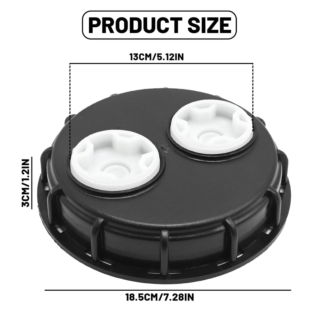 ZUDKSUY 6.5 Inch IBC Tote Tank Lids Cover with 2 Plug Fine Thread, Chemical Resistance IBC Tank Cover for Chemical and Other Industries Storage Tank