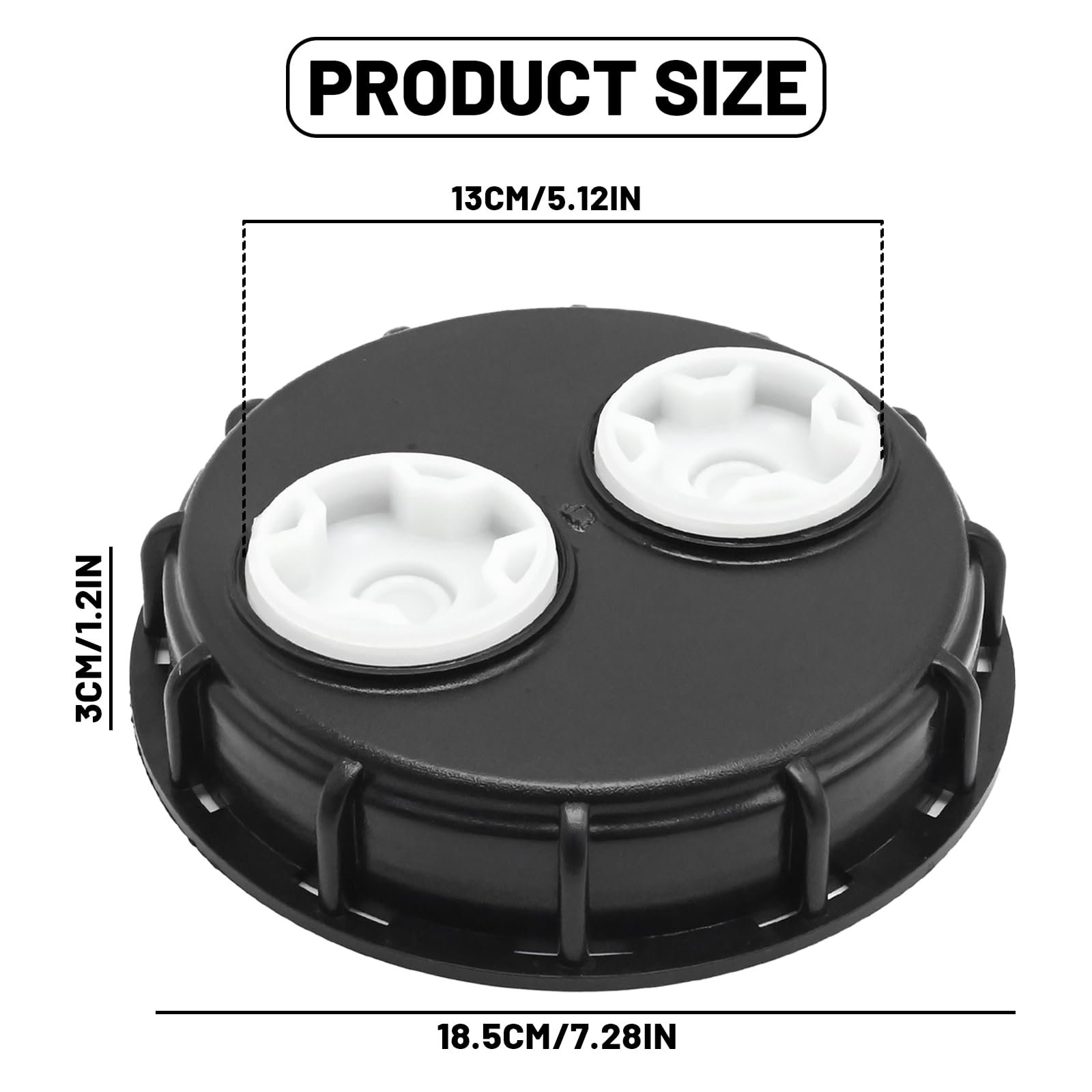 ZUDKSUY 6.5 Inch IBC Tote Tank Lids Cover with 2 Plug Fine Thread, Chemical Resistance IBC Tank Cover for Chemical and Other Industries Storage Tank