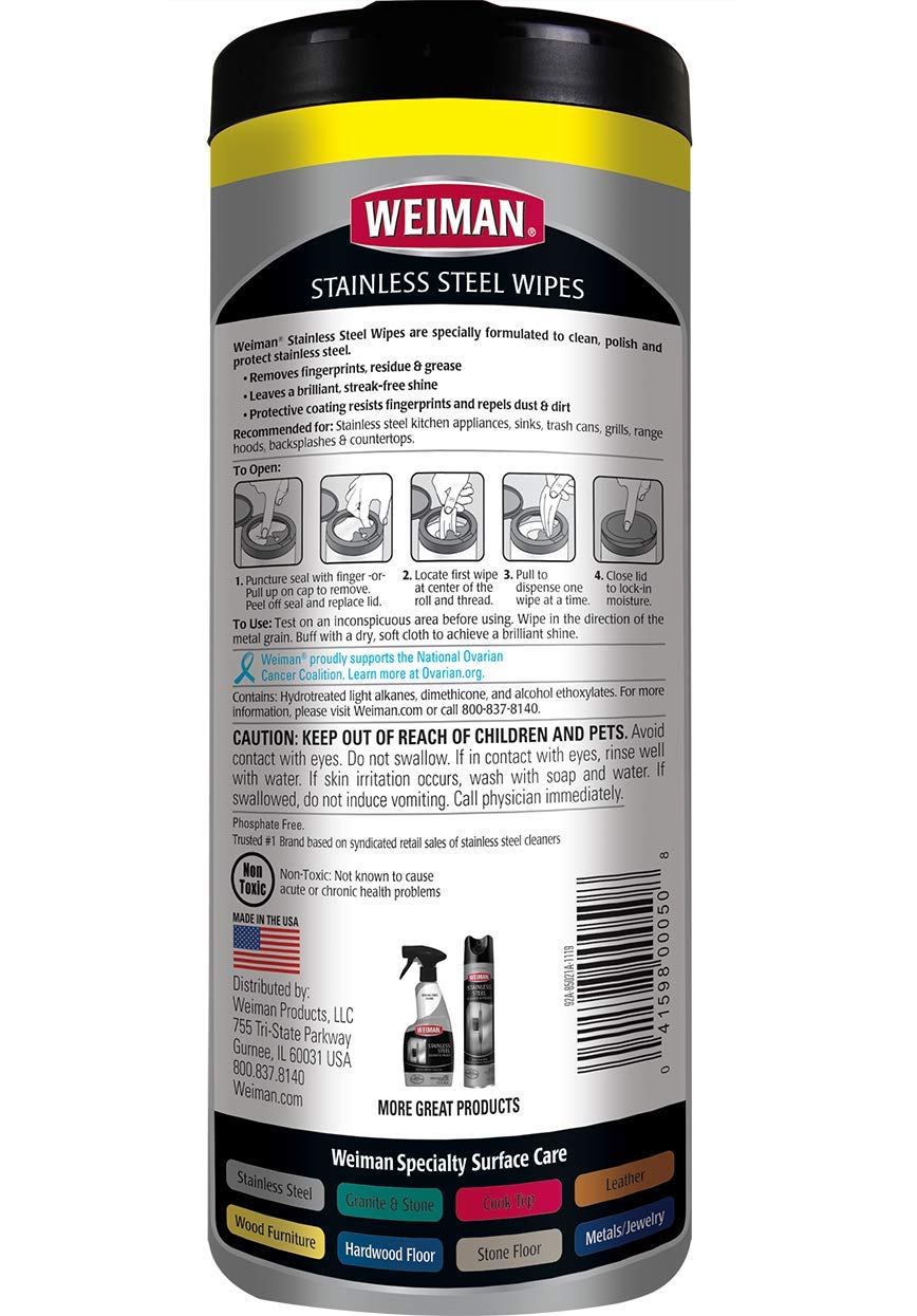 Weiman Stainless Steel Wipes, 30 ct-2 pk