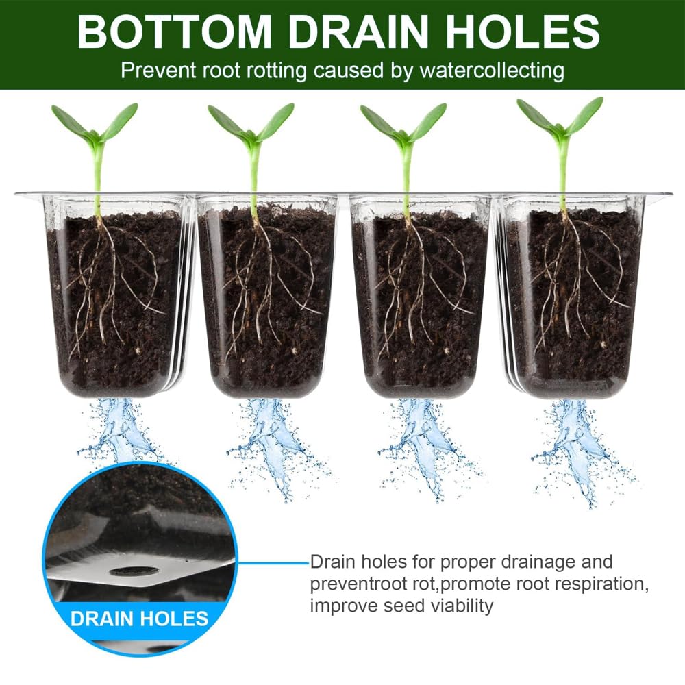 10 Pack Seed Starter Tray Seed Starter Kit (120 Cells Total Tray) with Humidity Dome and Base Greenhouse Growing Trays, Reusable Plant Germination Trays with Garden Tools Labels