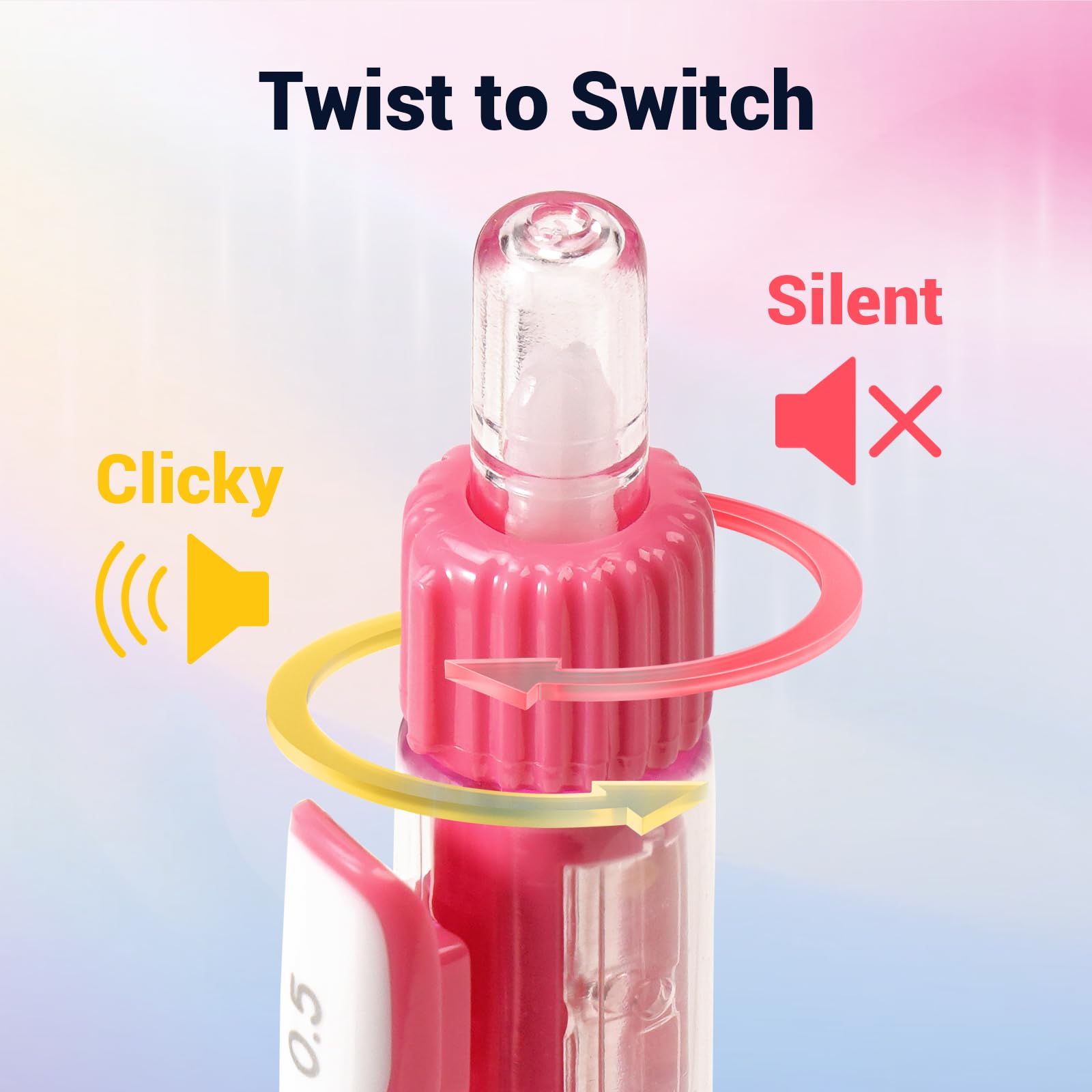 WRITECH Retractable Gel Ink Pens: 0.5mm Black-Ink Switch Between Silent and Clicky Soft Grip Fine Point Pen for Journaling Smooth Writing Quick-dry No Bleed 10ct