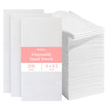 Prestee 200 Disposable Bathroom Napkins | Linen Feel Disposable Paper Hand Towels | Single-Use Cloth-Like Guest Towels | Dinner or Wedding Napkins (White)