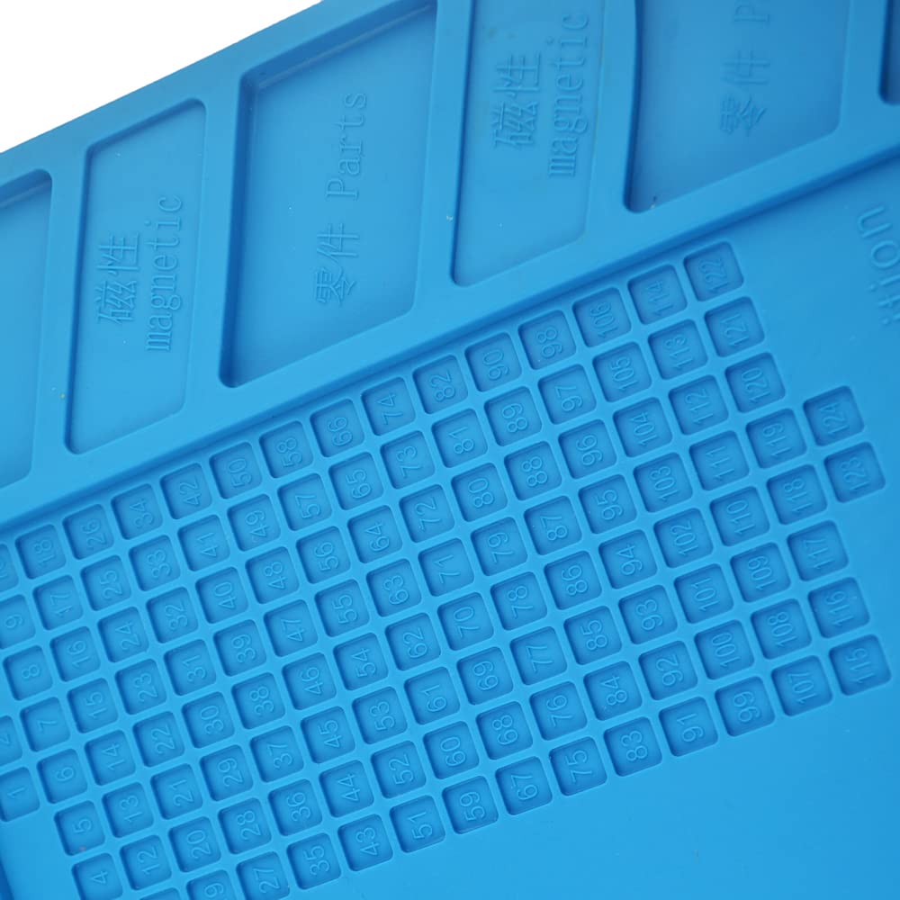 Heat Insulation Silicone Repair Mat with Scale Ruler and Screw Position for Soldering Iron, Phone and Computer Repair Size:17.9 x 11.8 Inches
