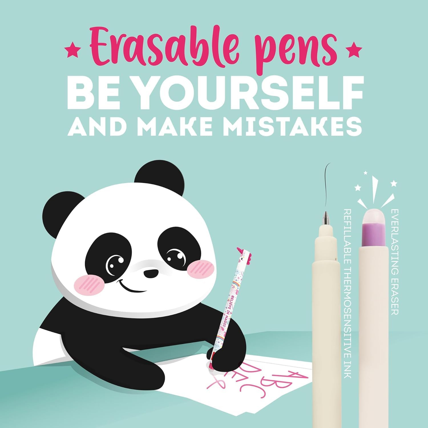 LEGAMI - Set of 8 Erasable Gel Pens with Thermosensitive Erase Ink, Range of ink colours & barrel designs, 0.7mm Tip, Ladybug, Monster, Tiger, Butterfly and Farmyard Designs
