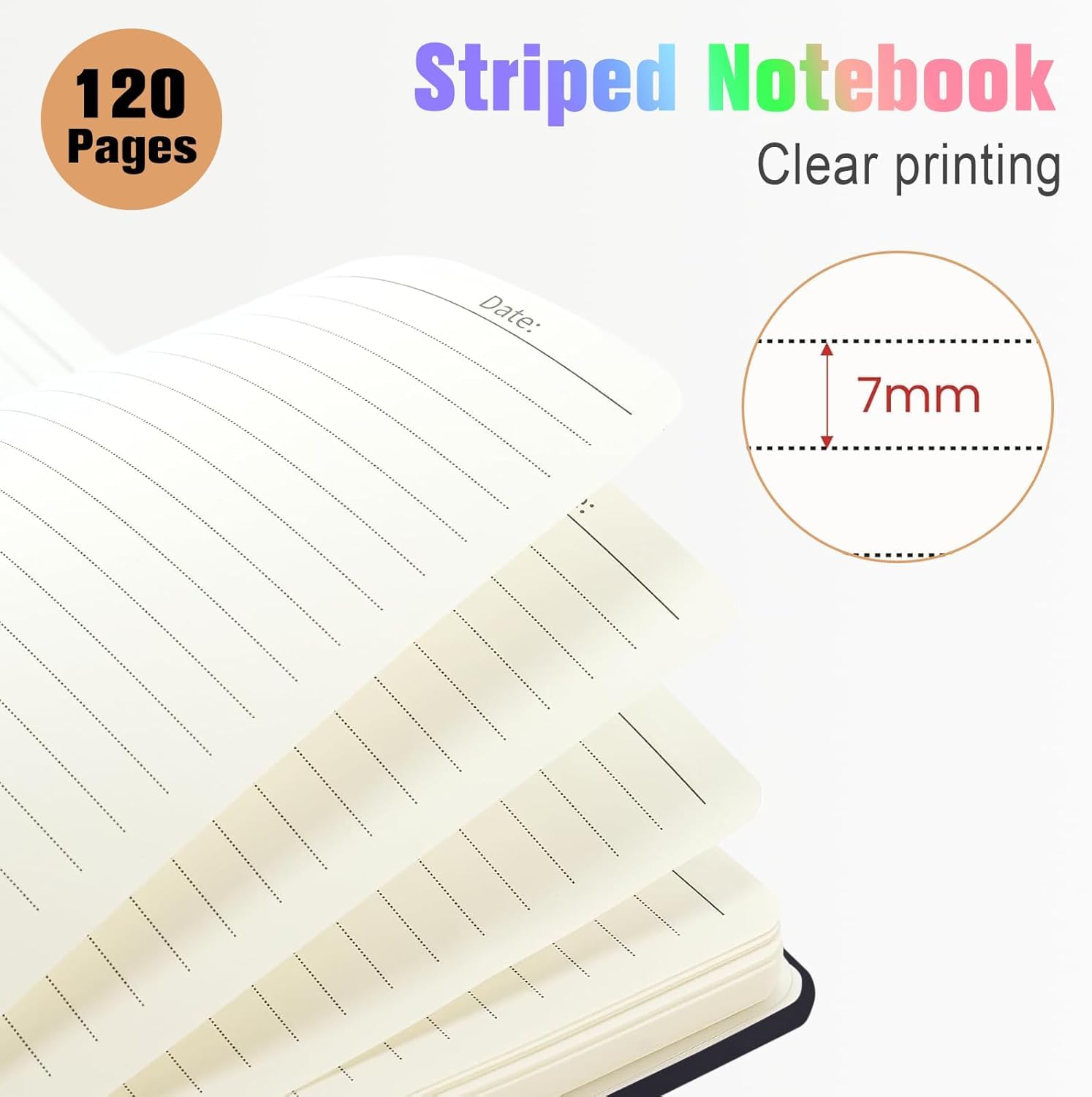12Pack Spiral Notebook with 10pcs Sticky Tabs,A5 Lined Notebooks120 Pages,Hardcover Notebook for Women Men,Coil Notepad,5.5" x 8.3",Lined Paper for Work, School,Office（Black）