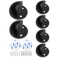 6 Pack Door Stoppers Self Adhesive Floor Door Stop No Drill Black Rubber Bumper Doorstop Wall Protector, Stainless Steel Dome Shaped