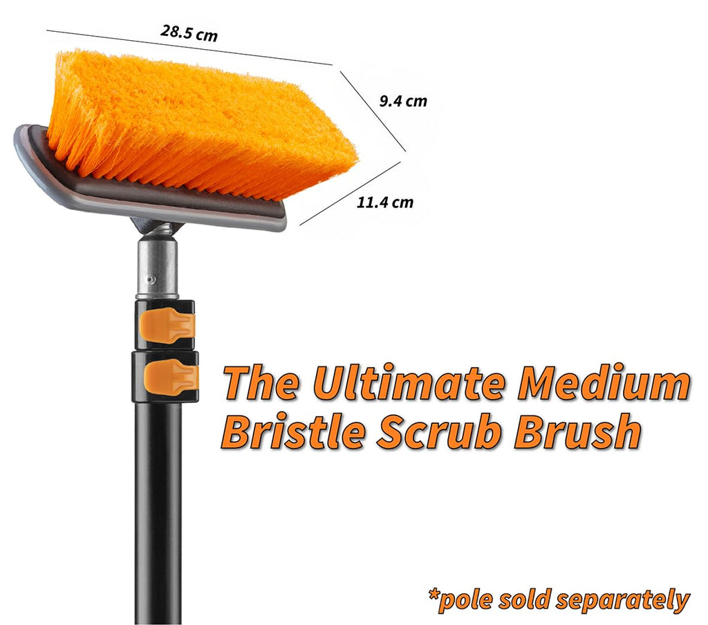 EXTEND-A-REACH Medium Bristle Deck Scrub Brush - Composite Deck & Vinyl Siding Brush // Boat, Roof & Exterior Cleaning Brush (Pole Sold Separately)