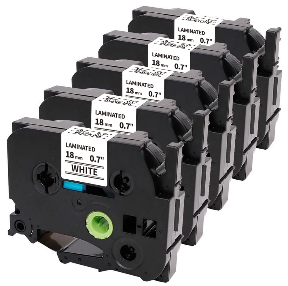 Replace for TZe Tape 18mm TZe-241 Compatible Brother Label Maker Tape 18 mm 0.7 Inches Laminated TZ241 Ptouch Label TZ Black on White Tapes Work with PT-D400AD PT-D410 PT-D460BT PT-D600, 5-Pack