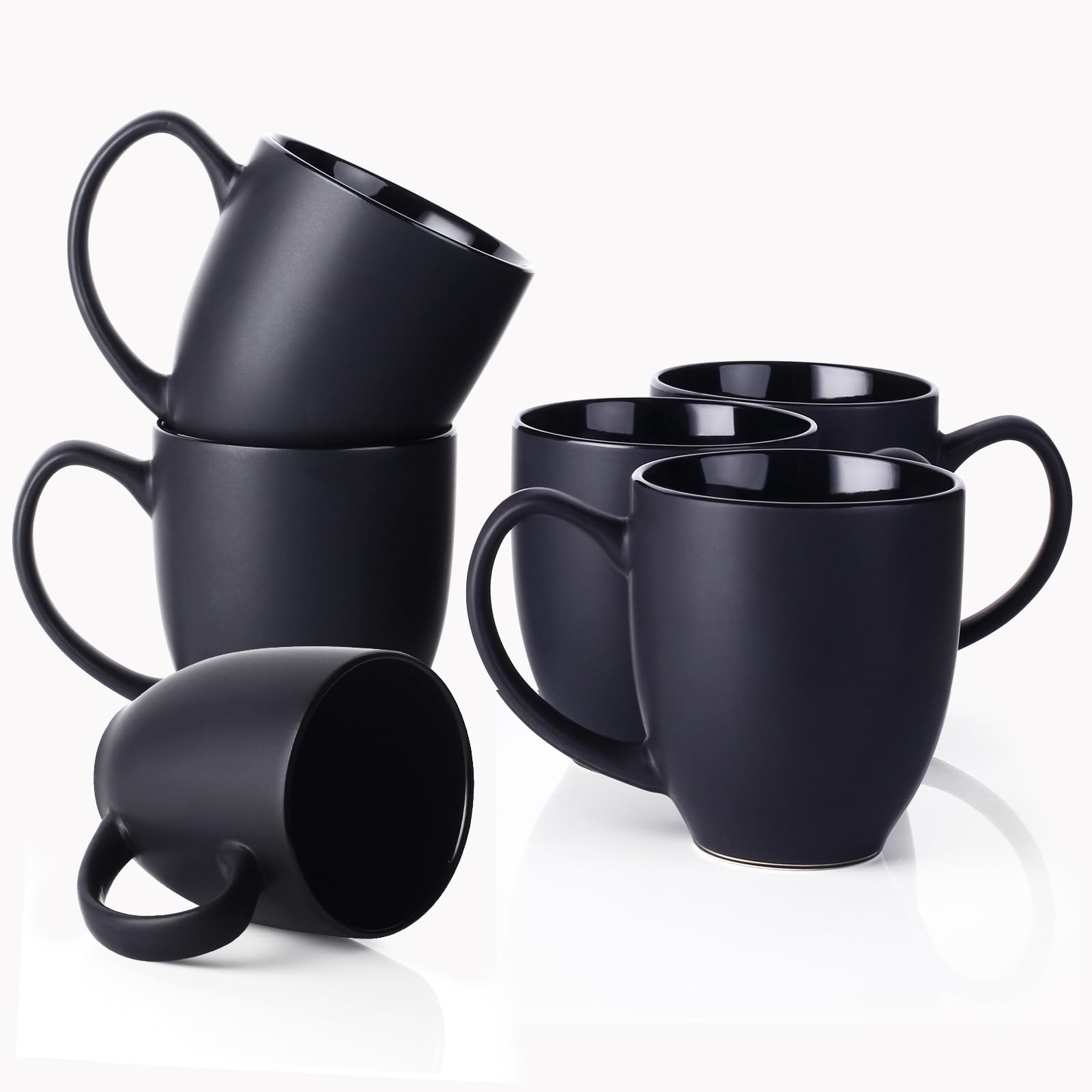 DOWAN Coffee Mug Set, 16 OZ Coffee Mug Set of 6, Coffee Mugs with Large Handles for Men, Women, Ceramic Mug for Coffee Tea Cocoa, Easy to Clean & Hold, for Morning Coffee, Birthday, Party