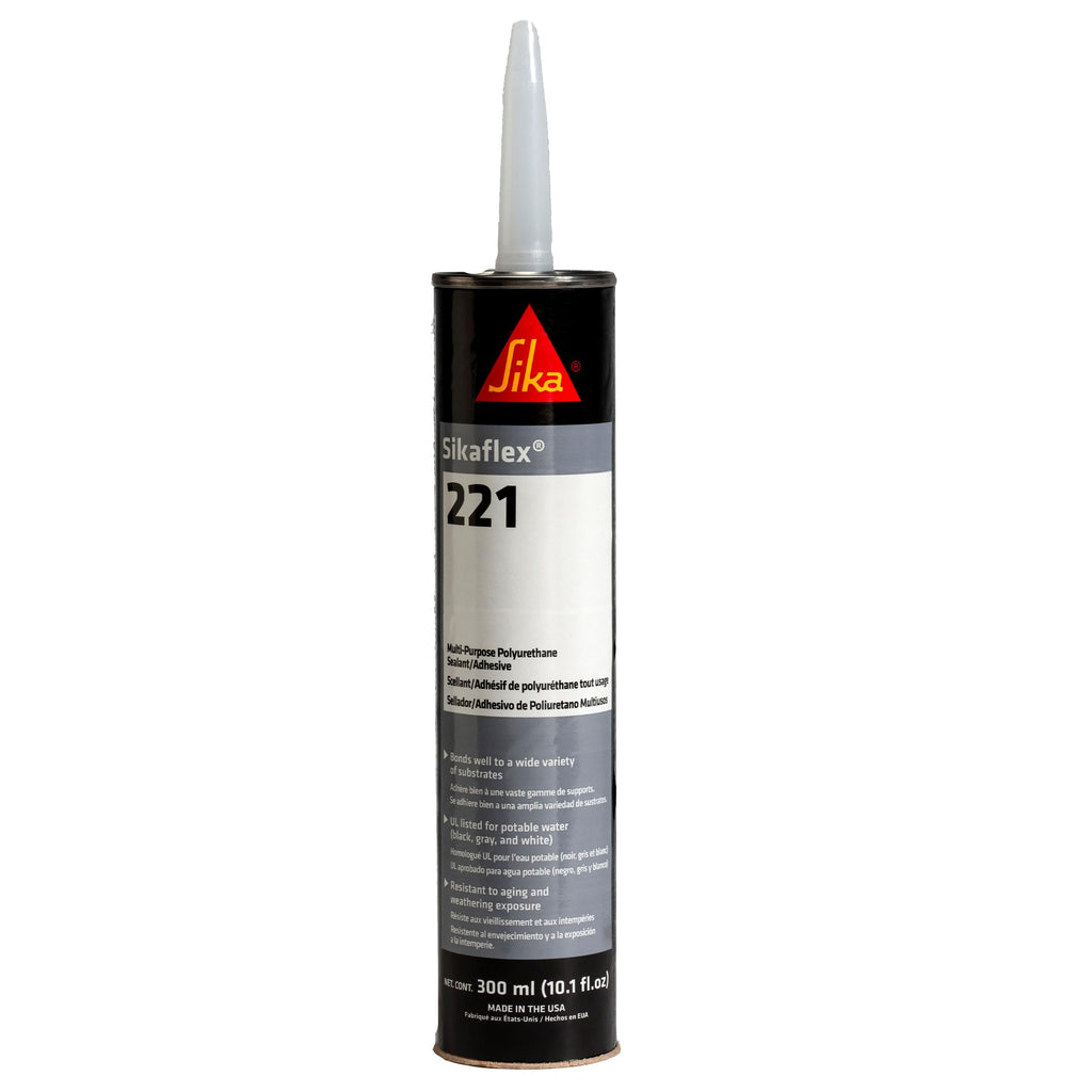 SIKA - Multi-Purpose sealant and Adhesive - Sikaflex-221 - Black - Ideal for RV and Motorhome Repair - Permanent - Weather Resistant - Paintable - 300 mL
