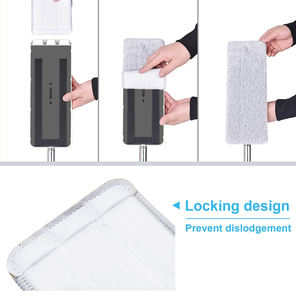 BOSHENG Flat Mop Pads, Mop Replacement Pads, Microfiber Mop Pads, Machine Washable Pads, Refill 3 Packs