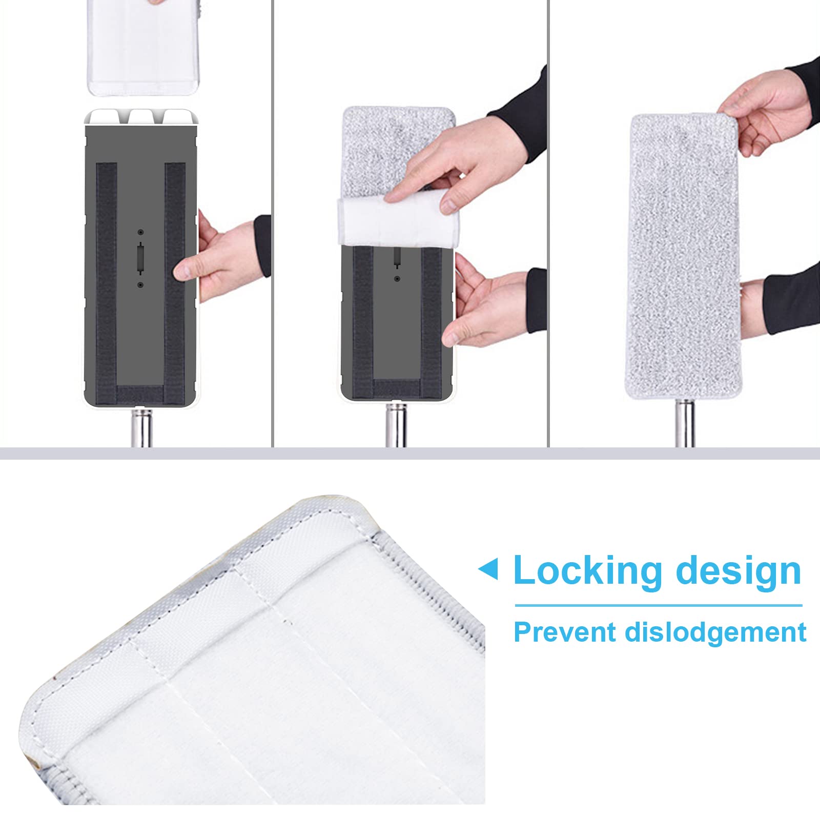 BOSHENG Flat Mop Pads, Mop Replacement Pads, Microfiber Mop Pads, Machine Washable Pads, Refill 3 Packs