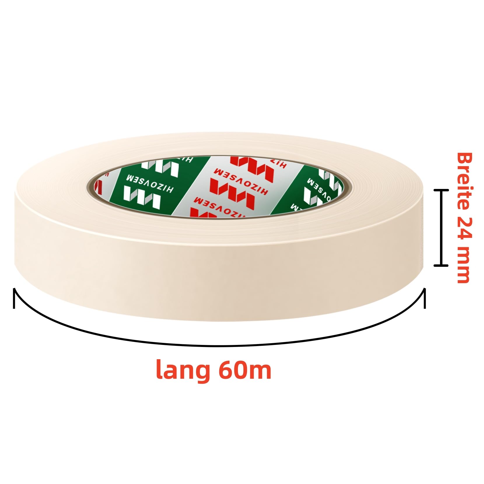 HIZOVSEM Masking Tape 1 inches, 6 Pack Adhesive Painting Tape Bulk for General Purpose Use, 1 inches x 60 Yards x 6 Rolls, 360 Yards in Total