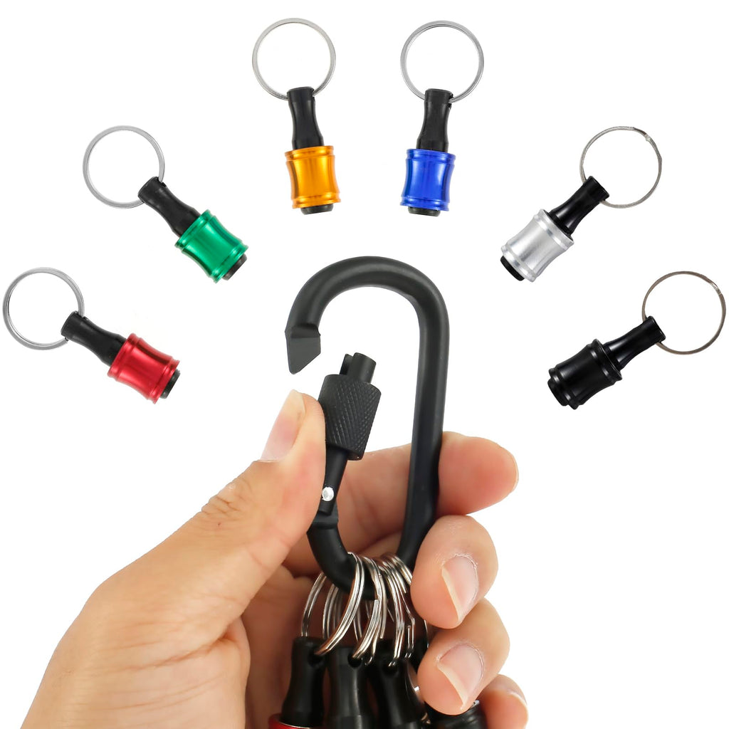 18Pcs 1/4 inch Hex Shank Bit Holder Keychain Portable Socket Drill Bit Holder Quick Change Aluminum Alloy Long and Short Drill Bit Holder Extension Bar Impact Screwdriver Bit Holder Key Chain