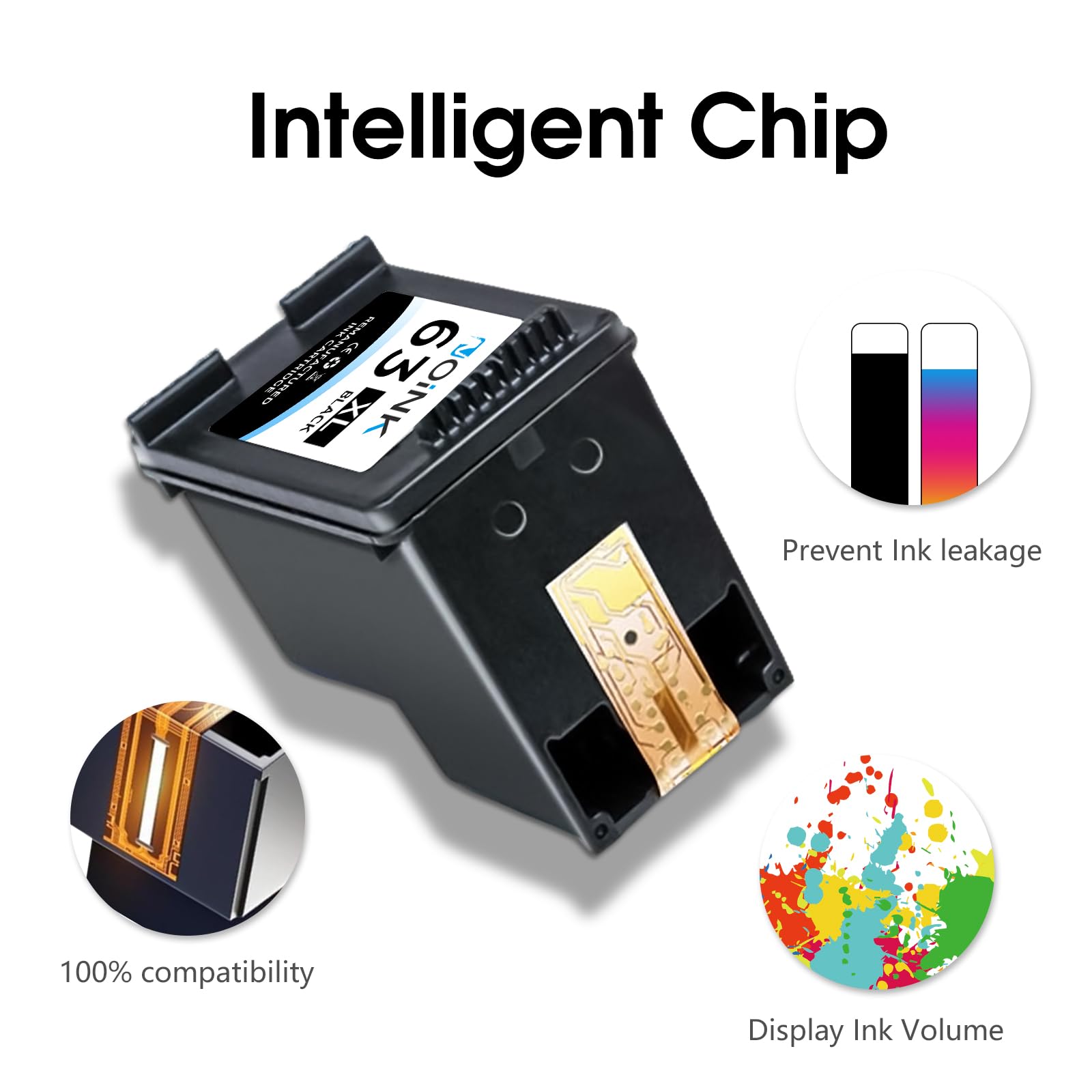 63XL Ink Cartridges Black and Color Combo Pack High Yield Replacement for HP 63XL,Compatible with HP OfficeJet, Envy & DeskJet Printers, OfficeJet 3830 Envy 4520 DeskJet 3630,1Black 1Tri-Color