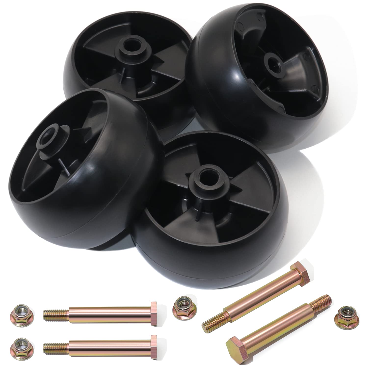 CheeMuii Deck Wheel Kit for MTD Cub Cadet 734-04155 Toro 112-0677 72-025 210-275 5" Deck Wheels with Shoulder Bolts Locknuts Pack of 4